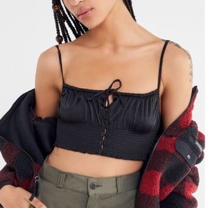 UO Black Smocked Top